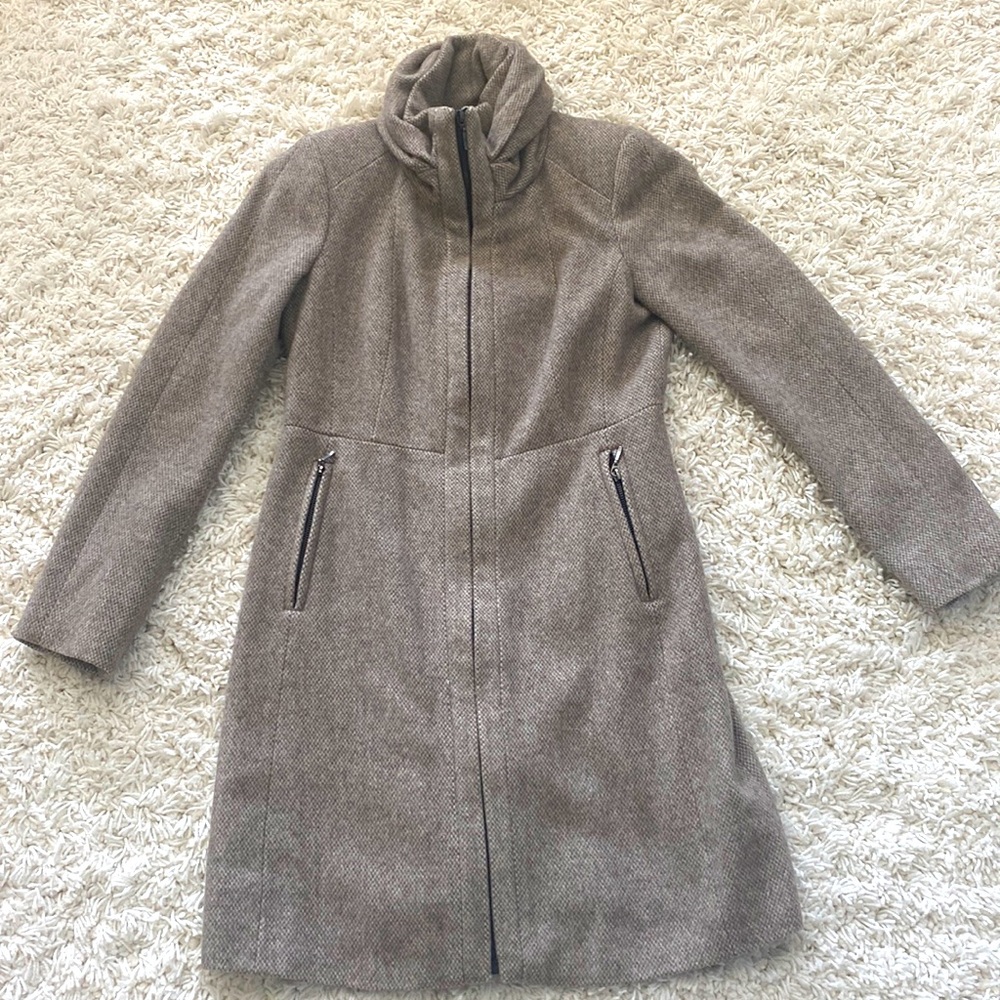 Zara basic beige tweed coat